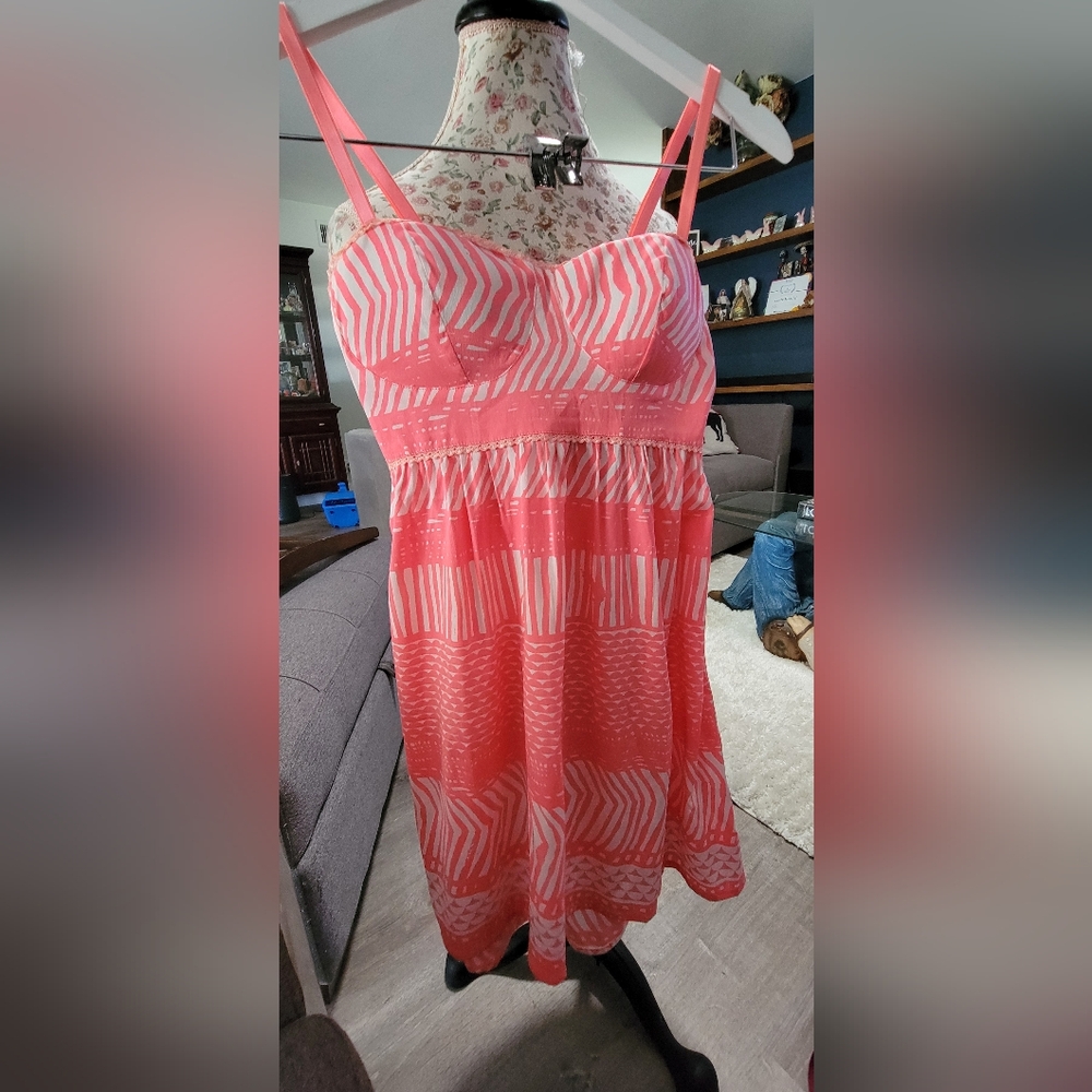 Roxy Coral and White Striped Top Size XS